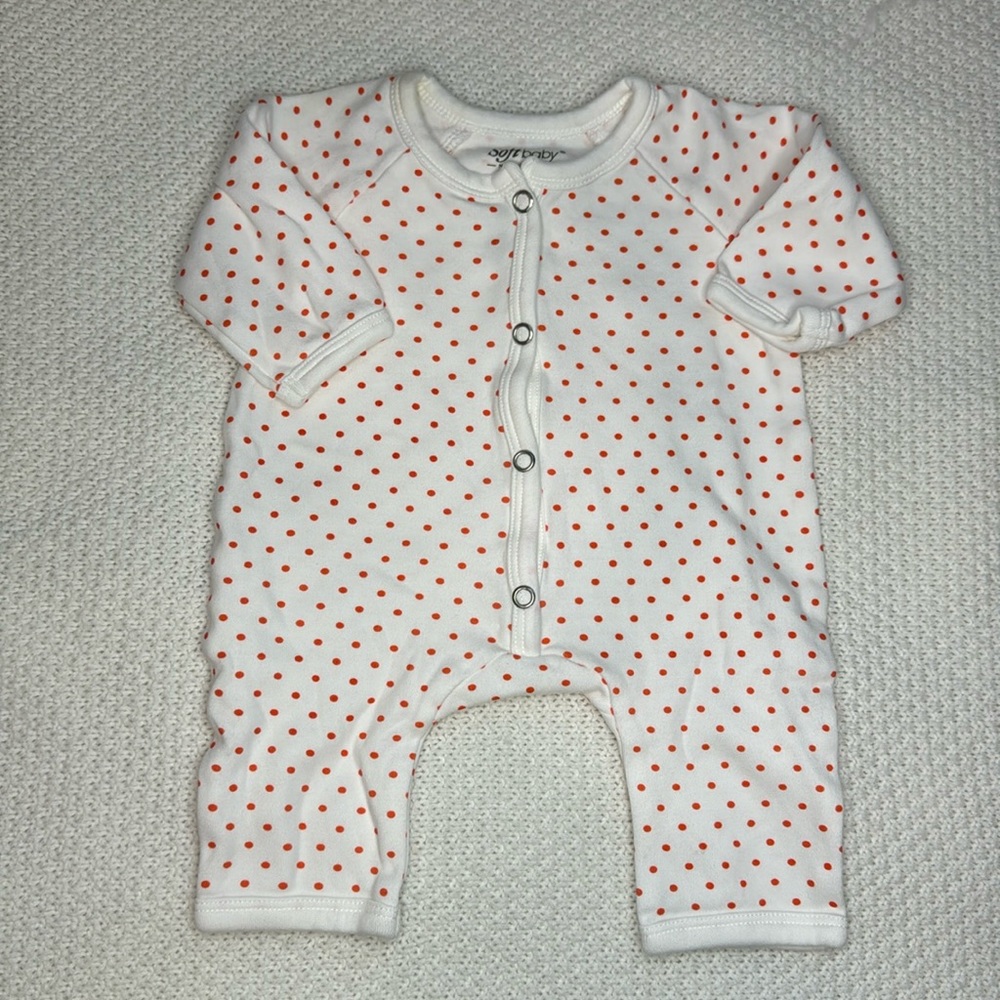 Softbaby Orange Polka Dot Romper - 0-3M